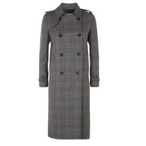 Sandro Roselier Check Plaid Woven Trench coat Storm Gray size small